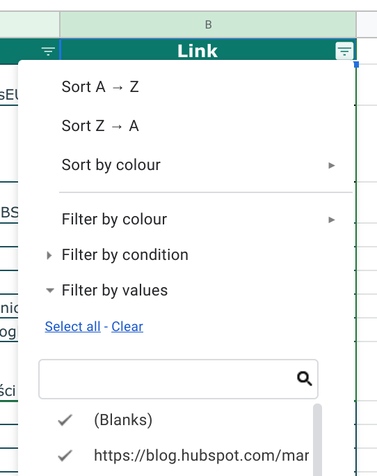 sort and filrter in sheets