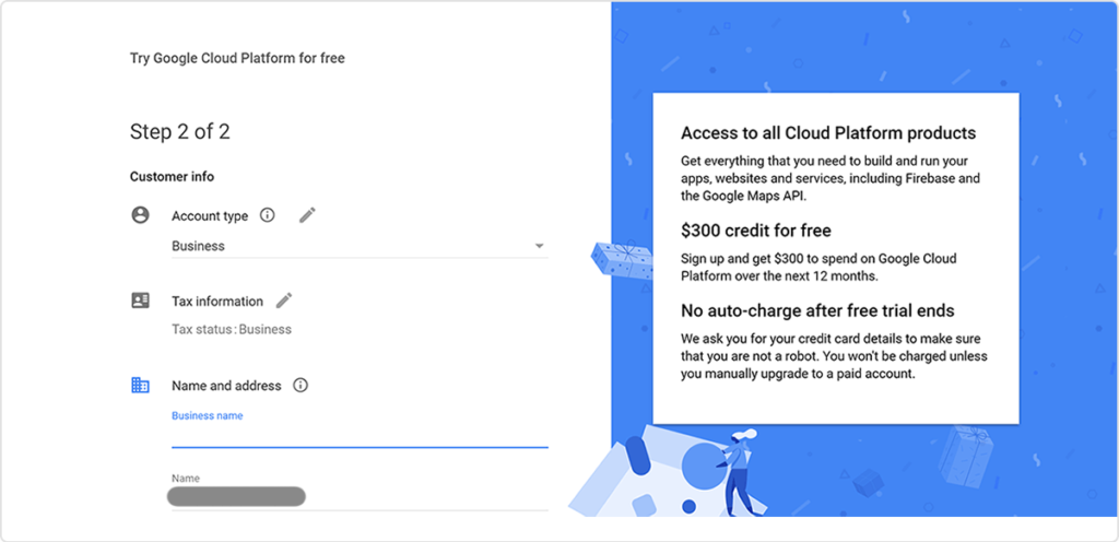 rejestracja konta google cloud platform strona 2/2